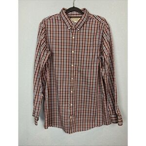 Duluth Trading Co. Mens Wrinklefighter Slim Fit Plaid Shirt‎ XL Tall Maroon